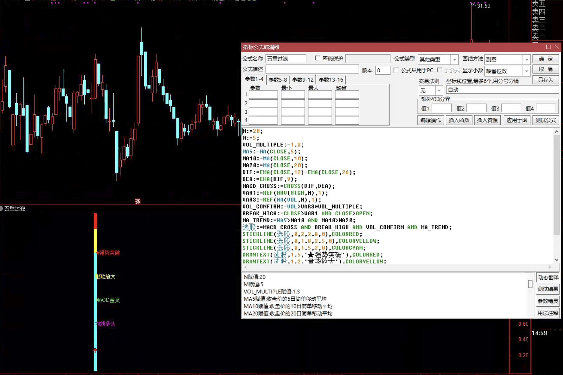通达信五重过滤指标公式指标效果图