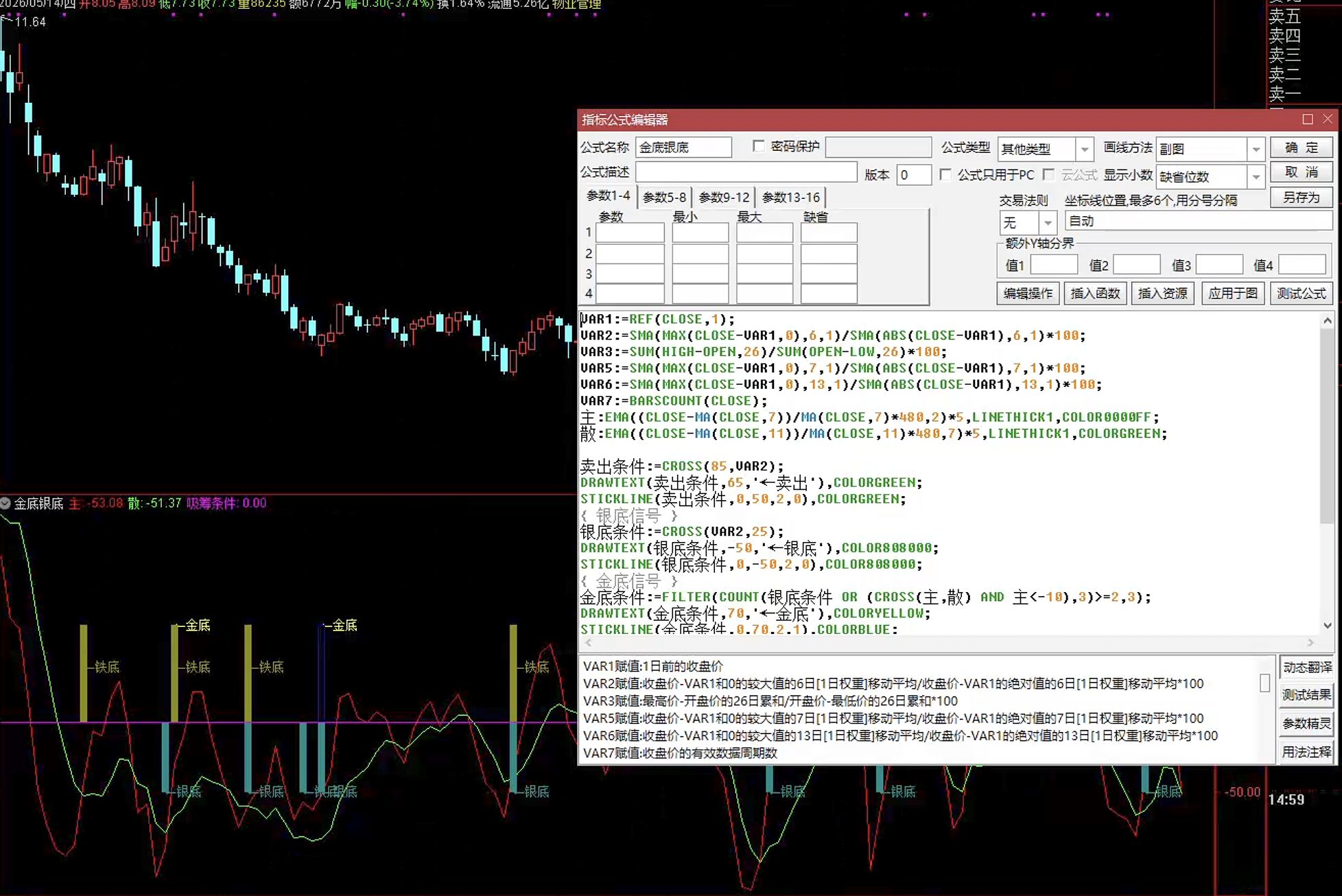通达信金银顶底指标公式指标效果图
