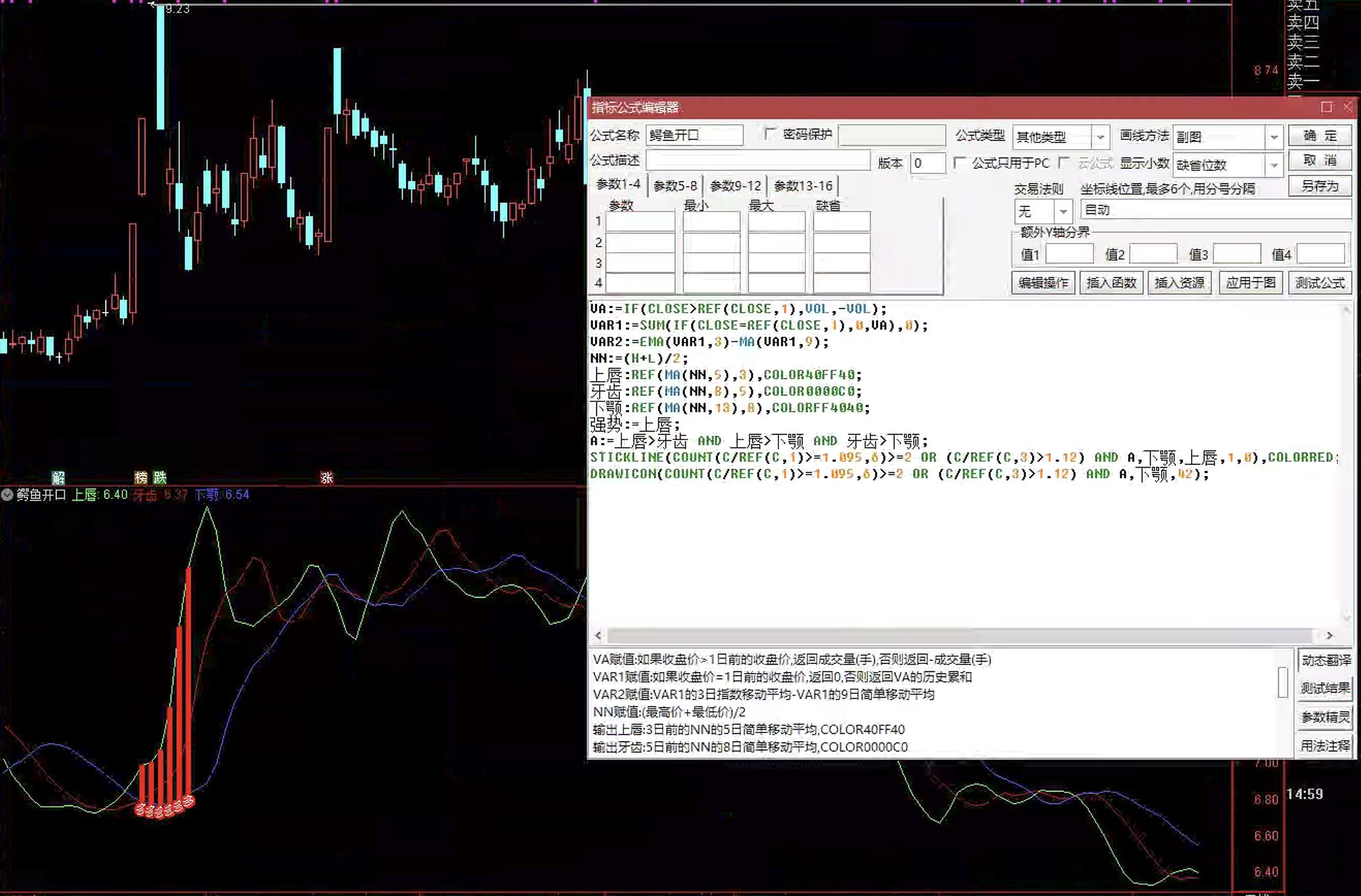 通达信鳄鱼开口指标公式指标效果图