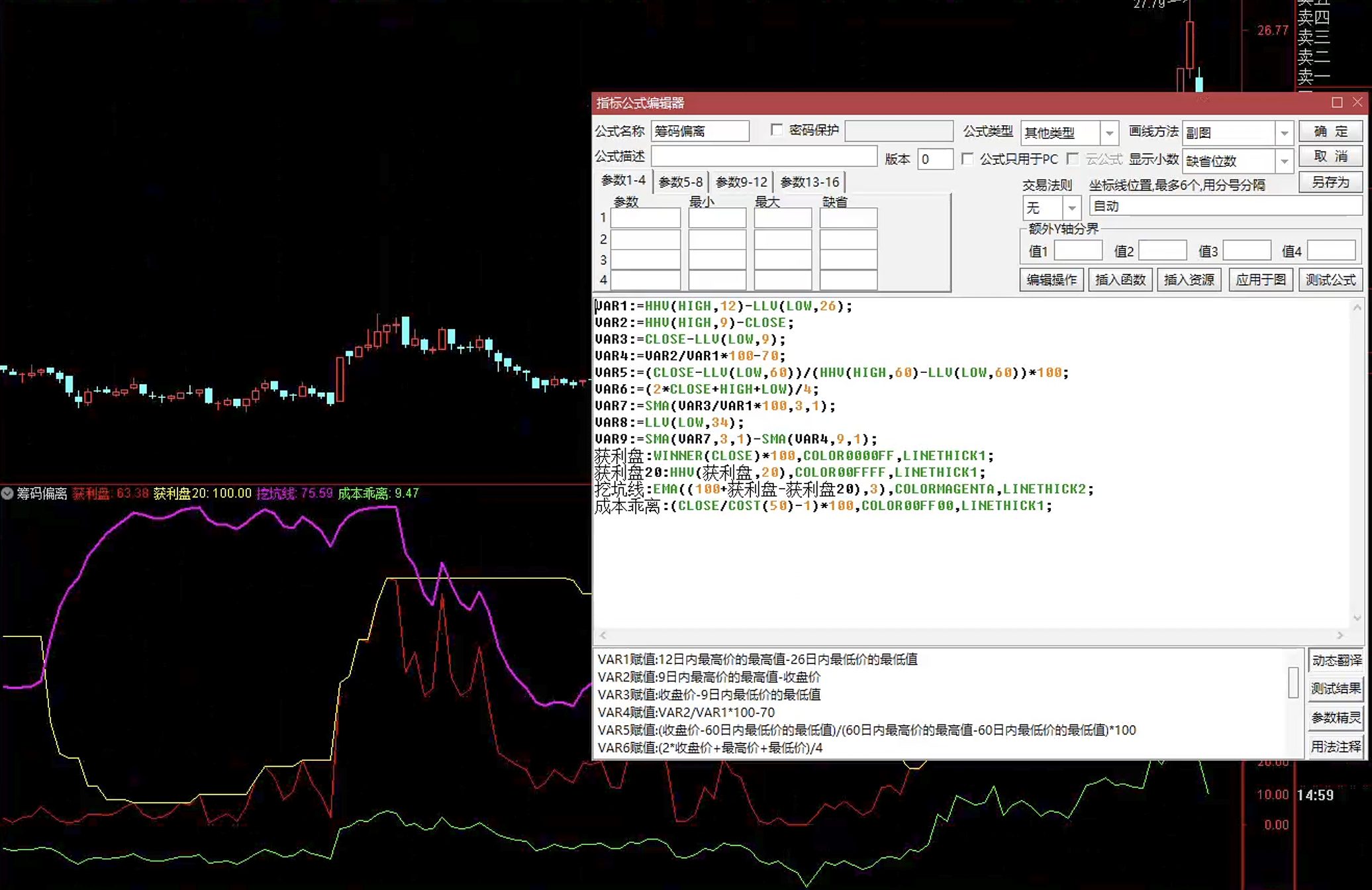 通达信筹码偏离指标公式指标效果图