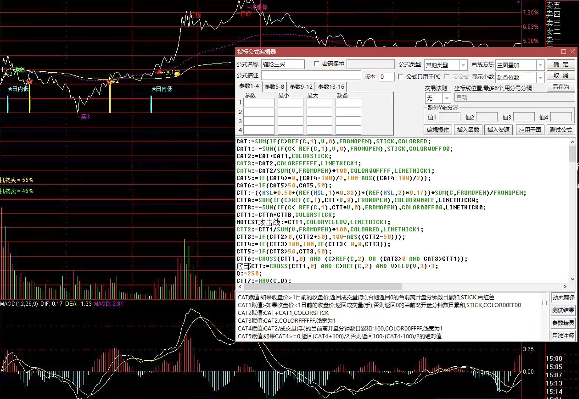 通达信缠论三买分时主图指标公式指标效果图