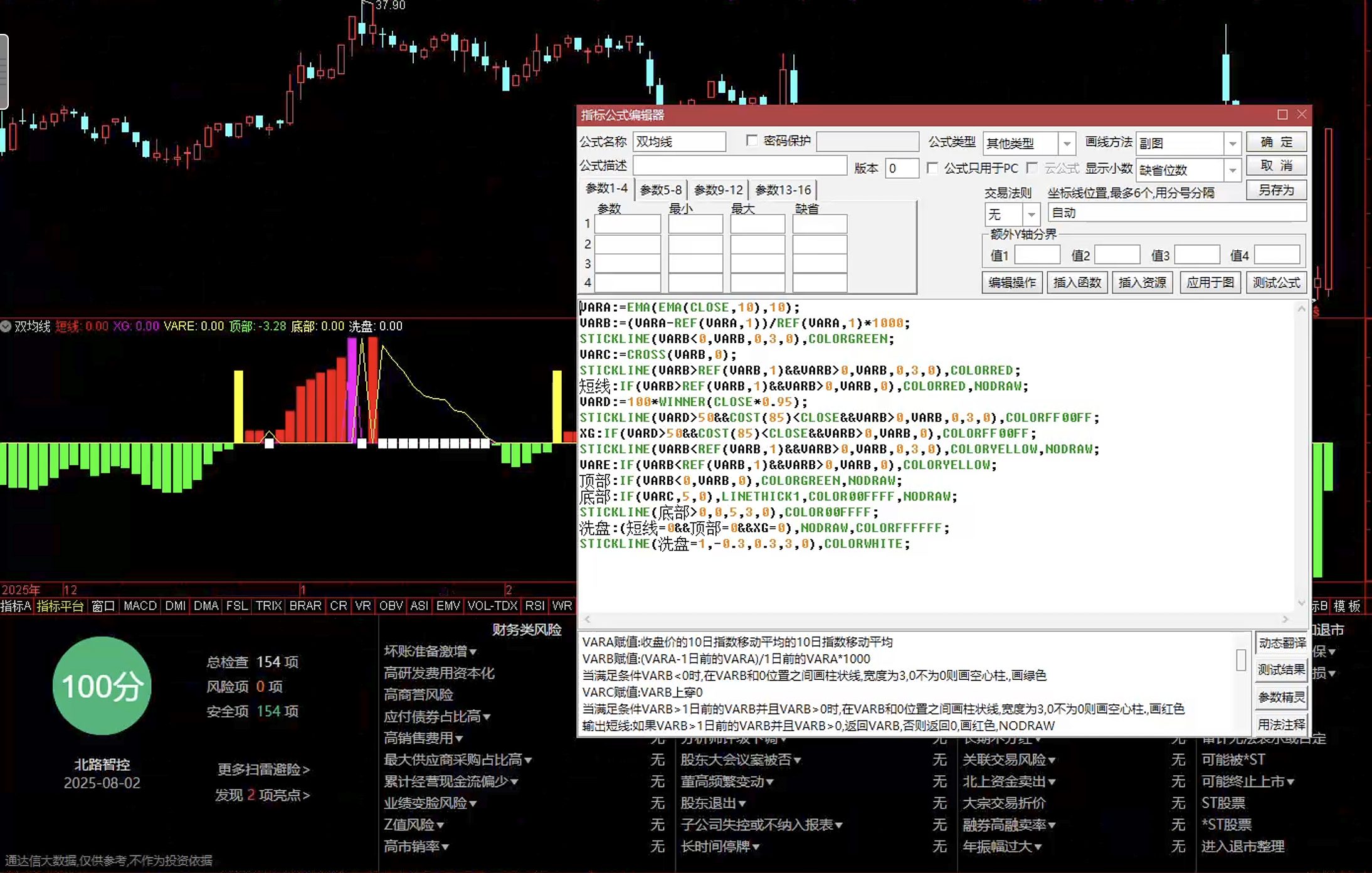 通达信双均线趋势动能指标公式指标效果图