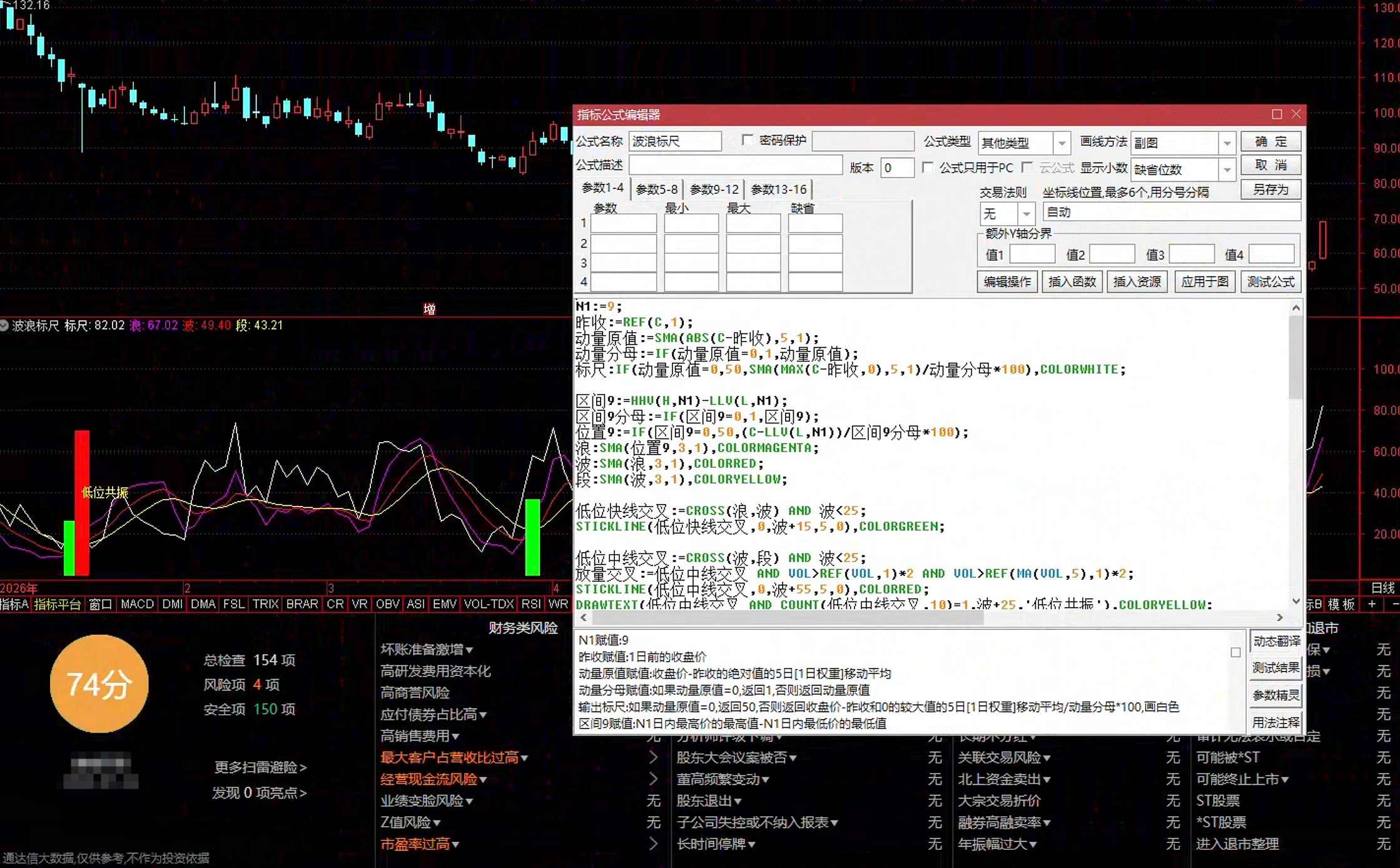 通达信波浪标尺指标公式指标效果图