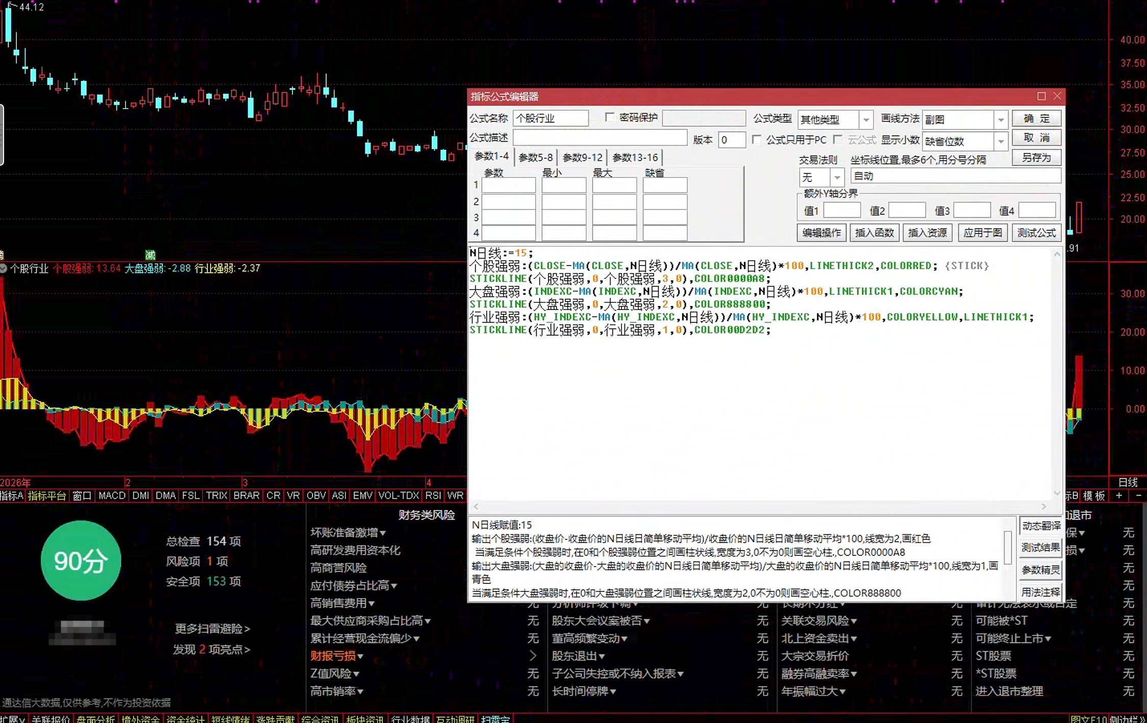 通达信个股行业大盘强弱指标公式指标效果图