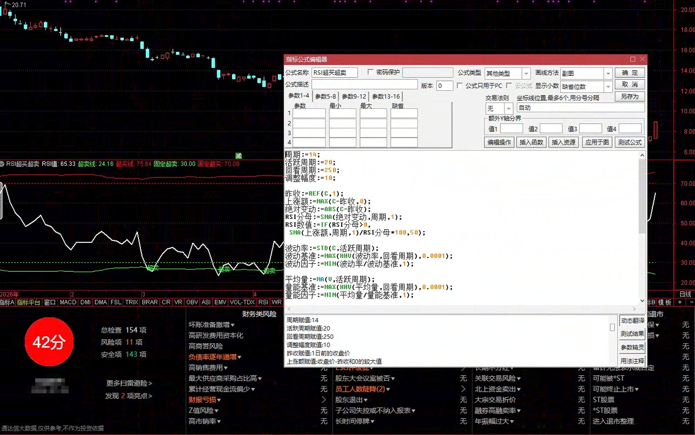 通达信RSI超买超卖指标公式指标效果图