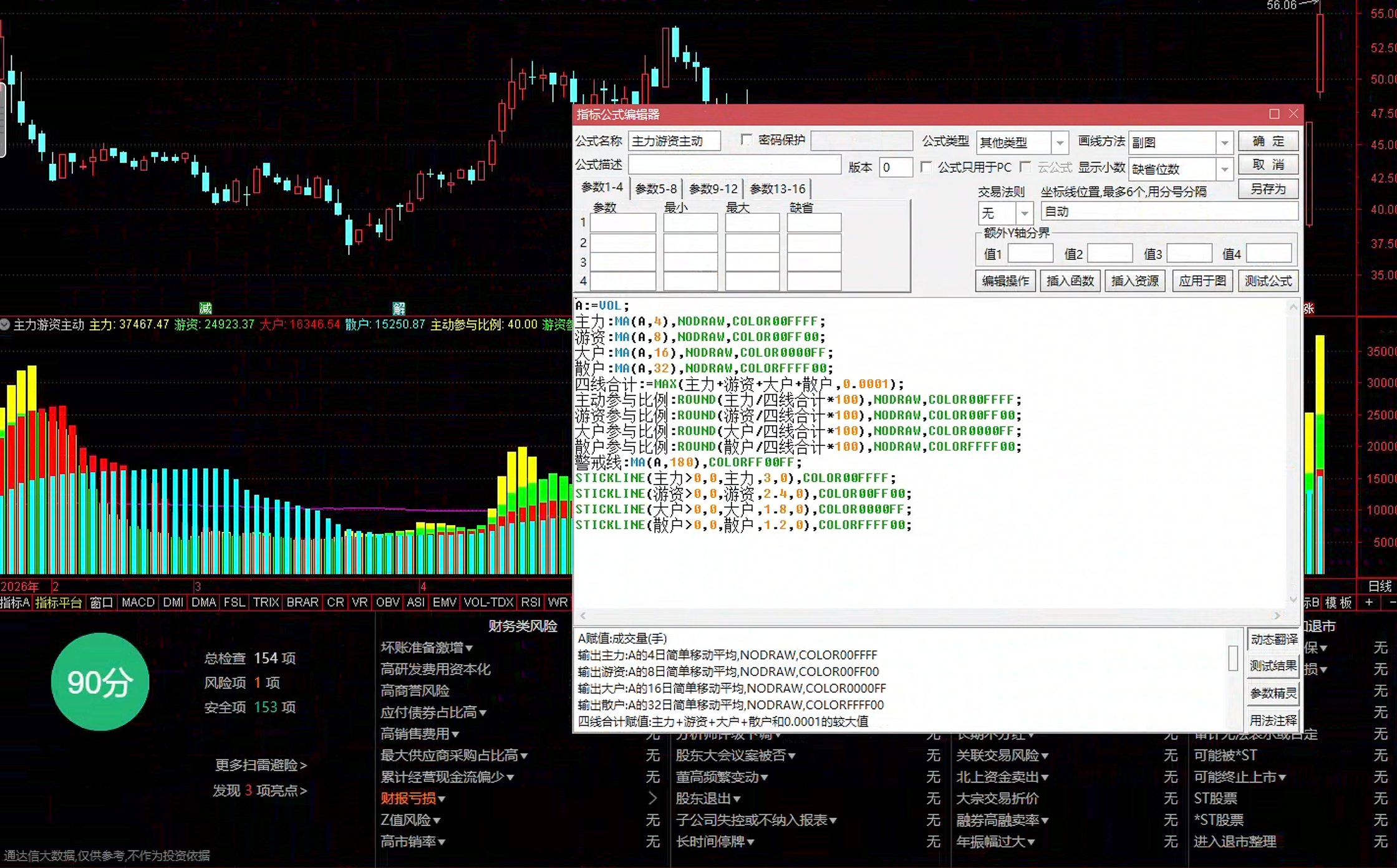 通达信主力游资主动指标公式指标效果图