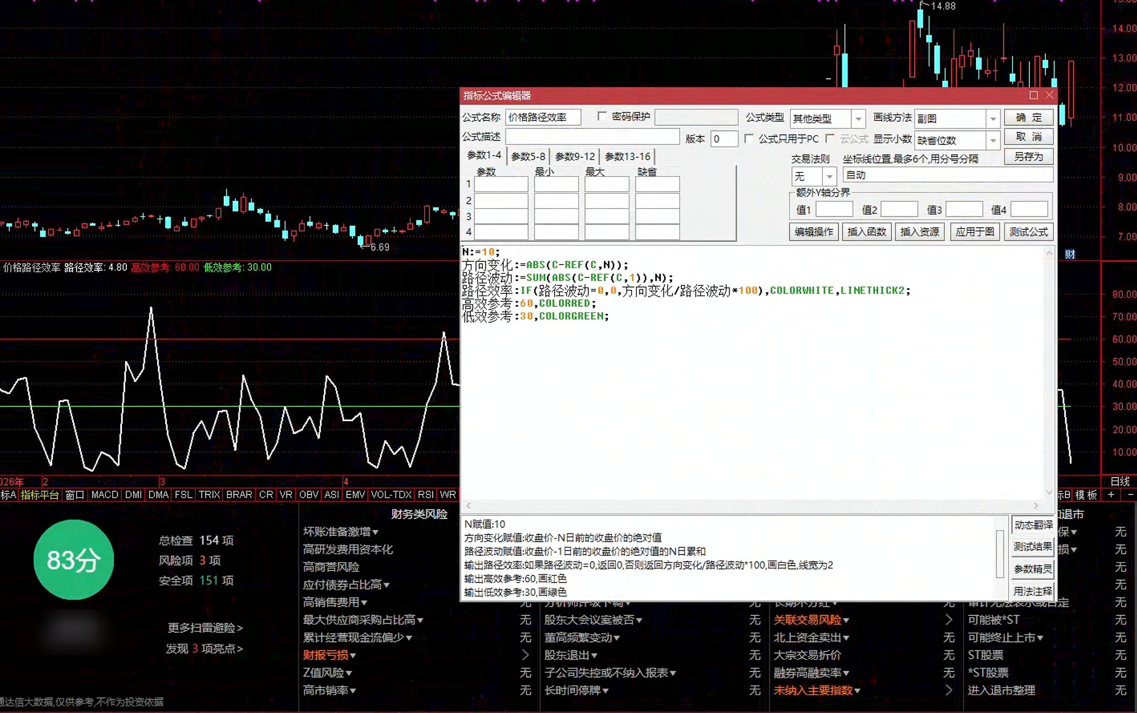 通达信价格路径效率指标公式指标效果图