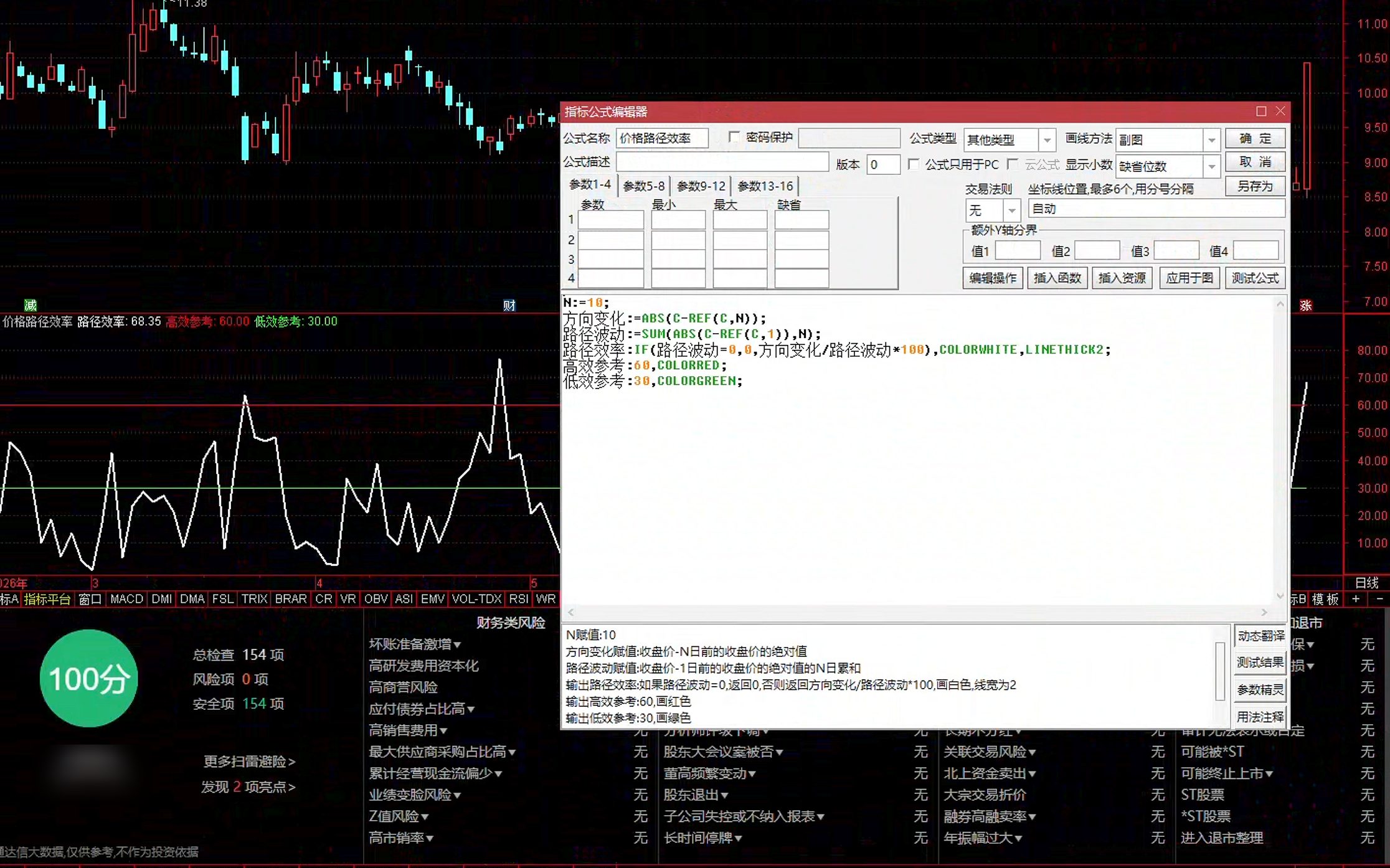 通达信价格路径效率指标公式指标效果图