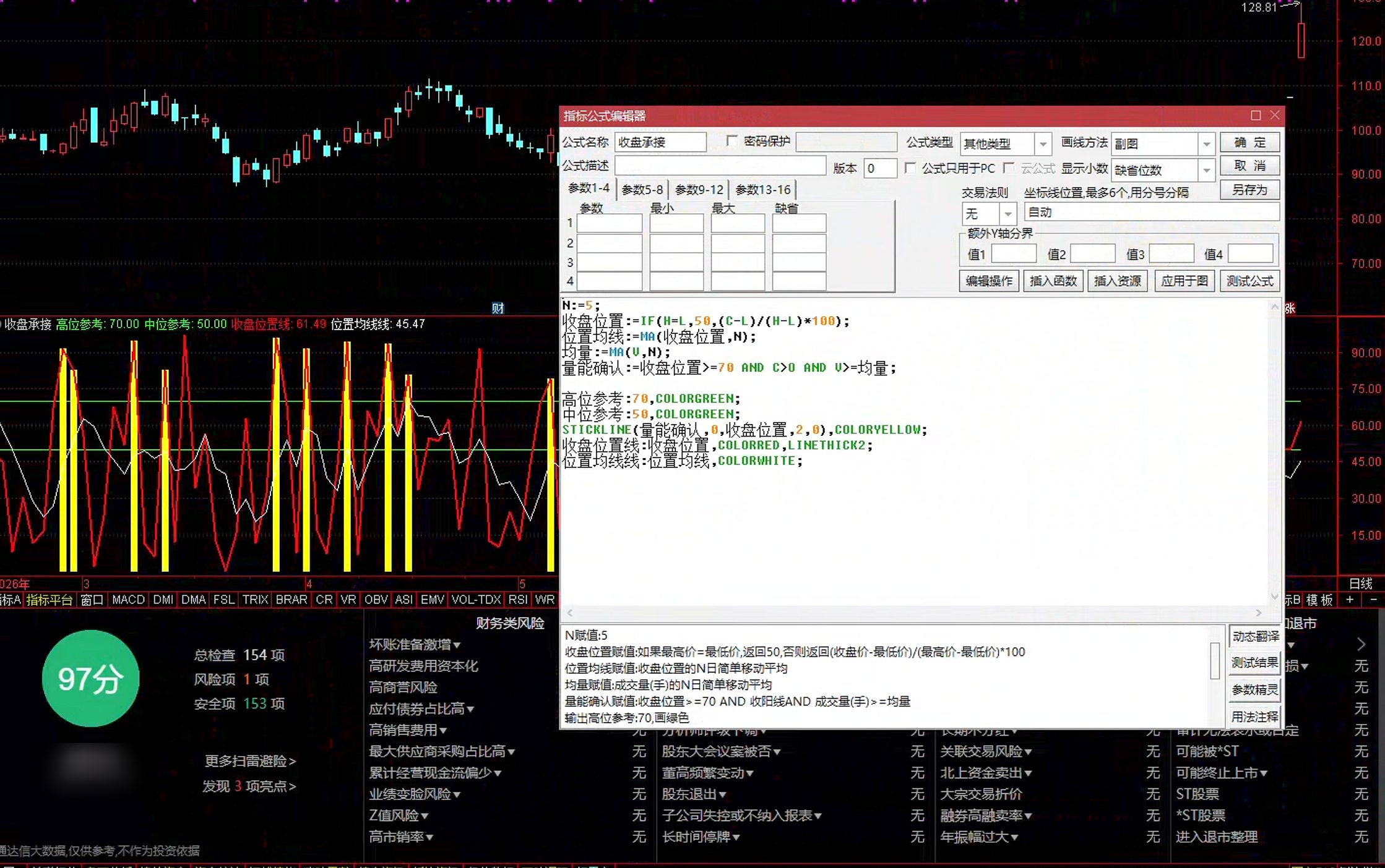 通达信收盘承接强度指标公式指标效果图