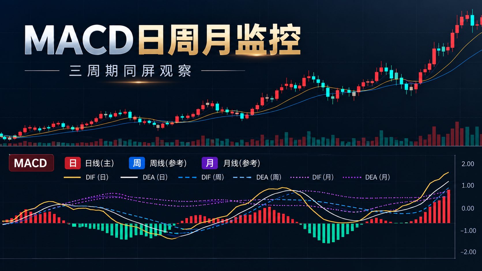 通达信MACD日周月监控副图指标公式指标效果图