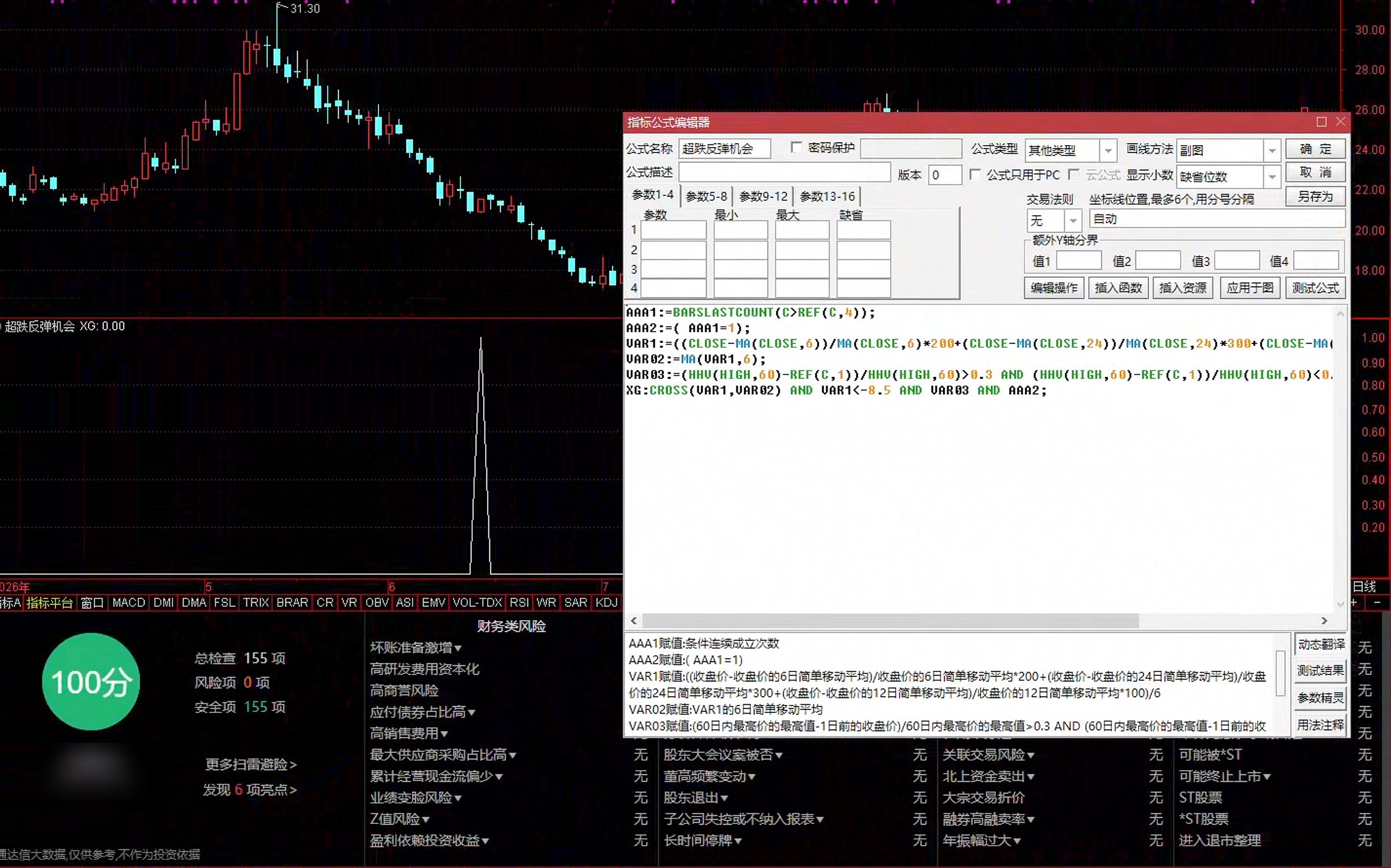 通达信超跌反弹机会选股指标公式指标效果图