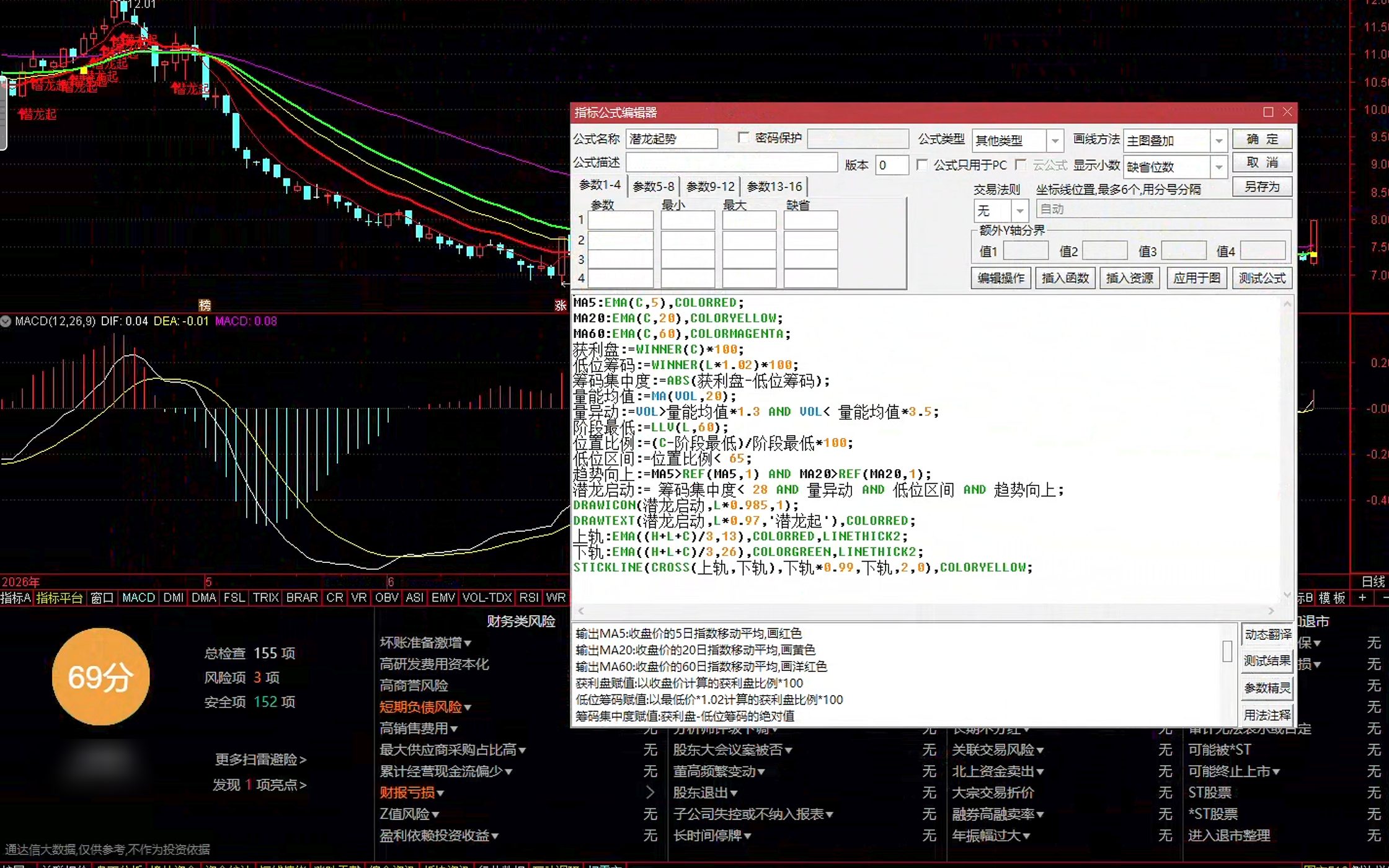 通达信潜龙起势主图指标公式指标效果图