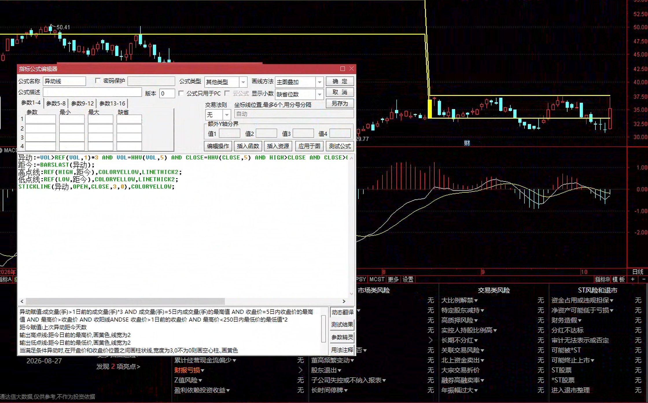 通达信异动线主图指标公式指标效果图