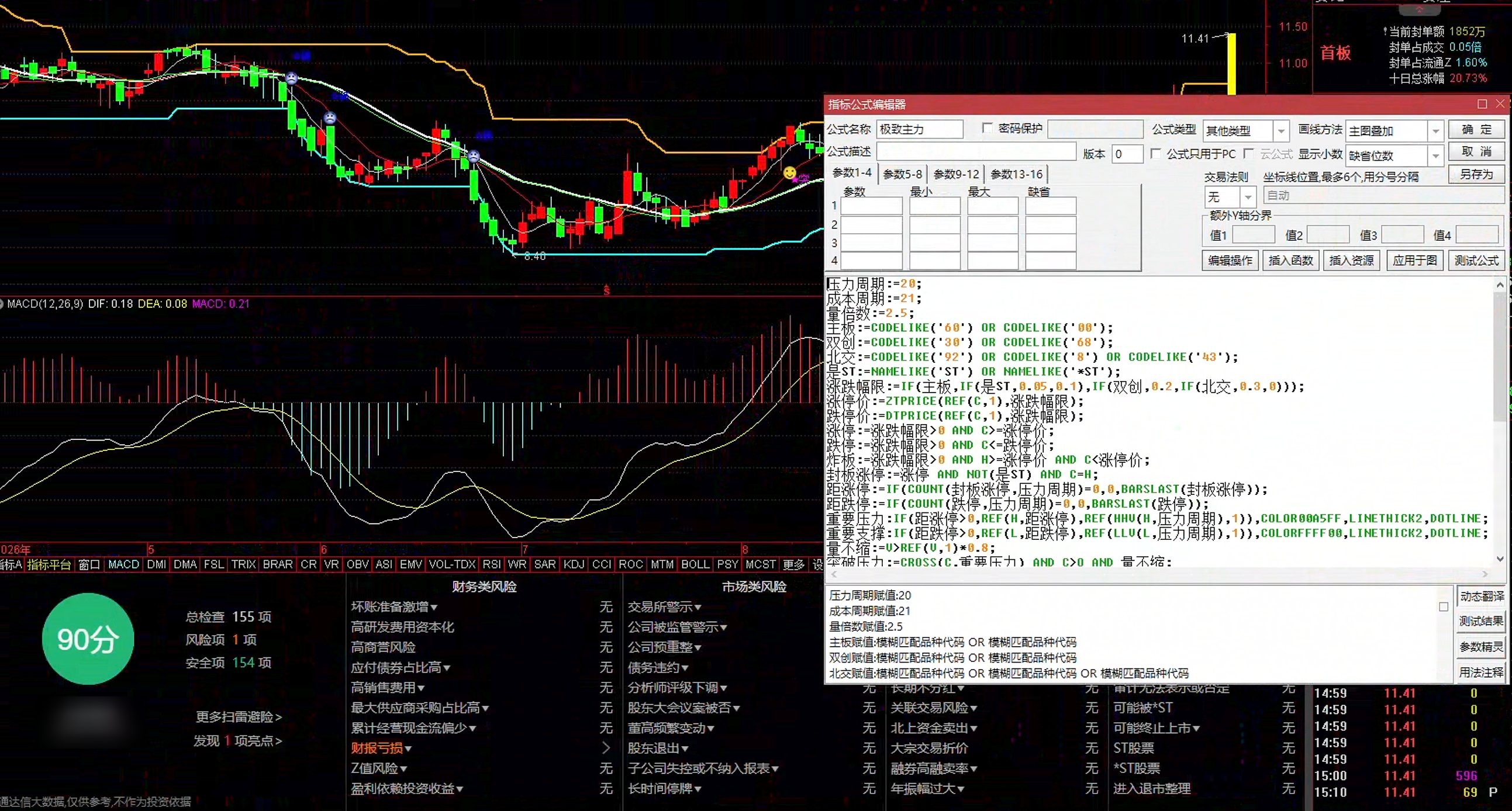 通达信极致主力主图指标公式指标效果图