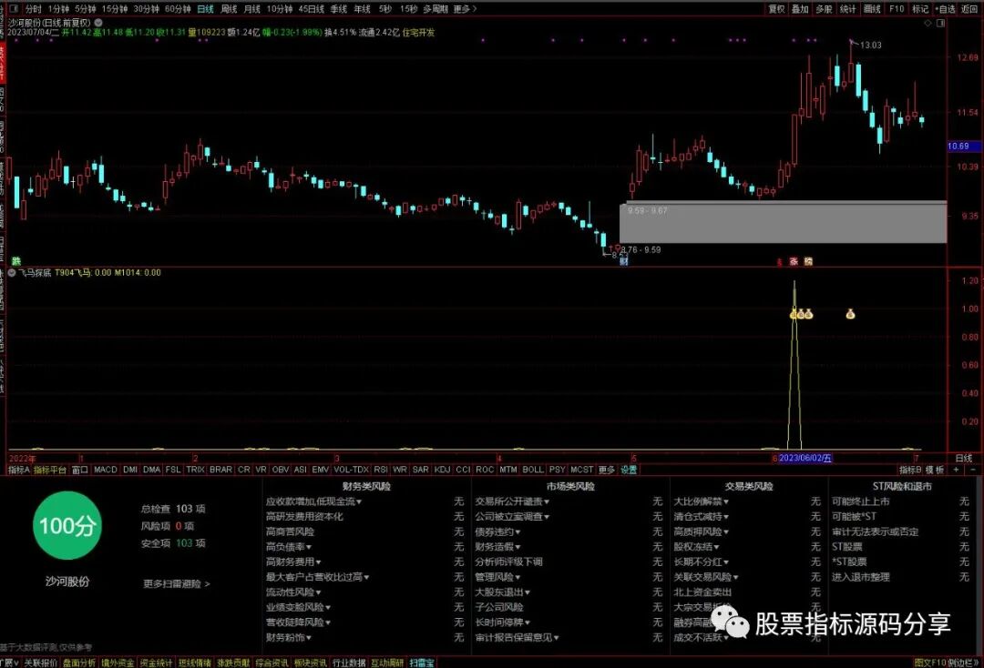 通达信飞马探底指标公式源码指标效果图