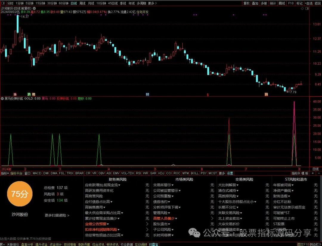 通达信黑马反弹抄底指标公式源码指标效果图